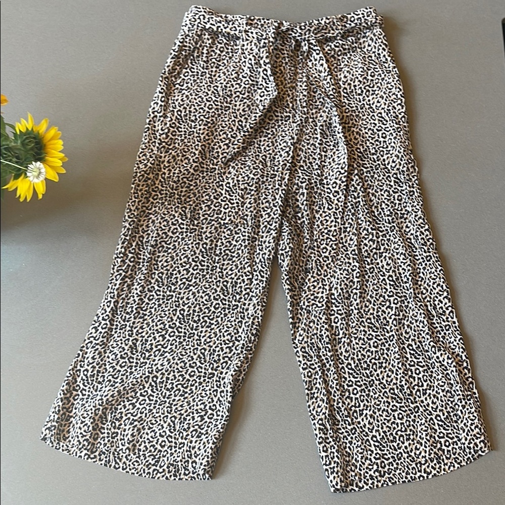 J. Crew 100% Silk Leopard Print Cropped Pants with pockets